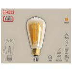 Cata CT-4313 6W Рустикална LED Сијалица Амбер - Со Димер - Image 3