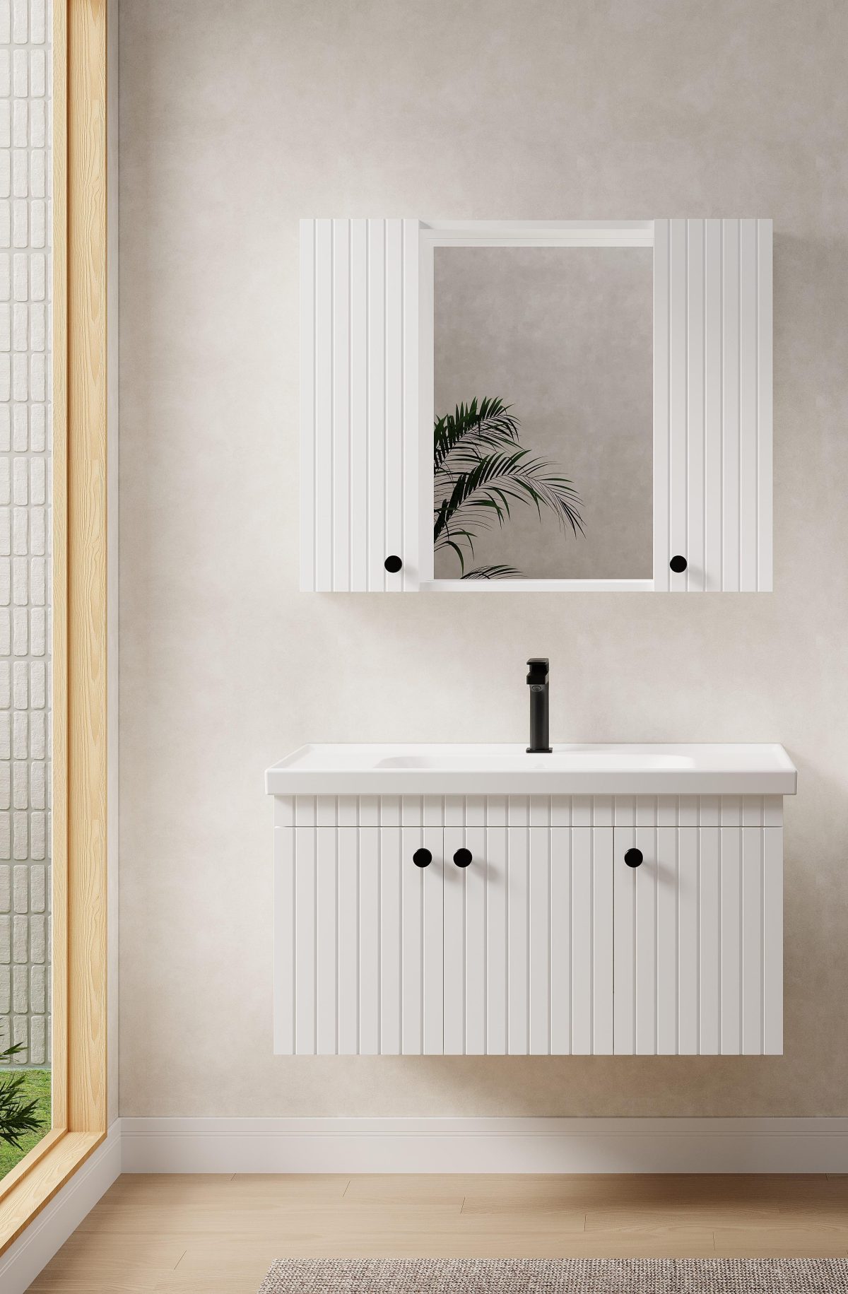 denko-bodur-100-cm-mdf-beyaz-banyo-dol-7ed1b3.jpg Denko Bodur 100 cm MDF Бела Бањска Кабинет Сет - Image 1