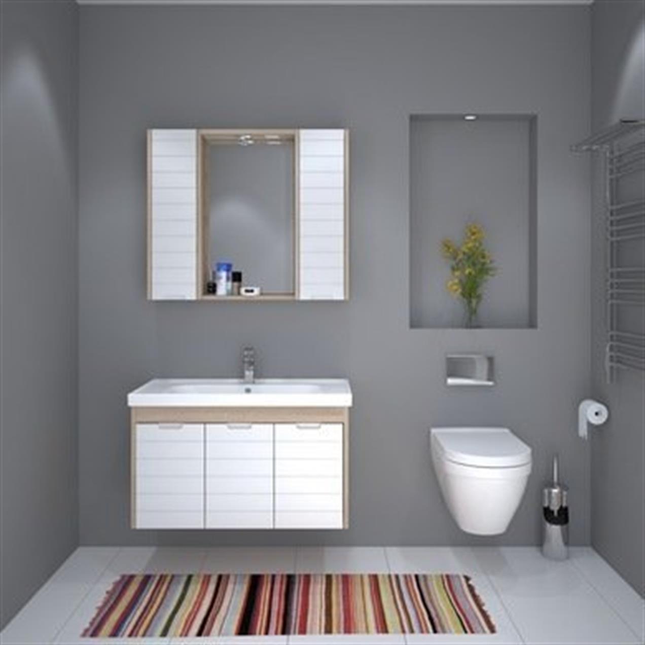 denko-mostar-90-cm-beyaz-mdf-lake-bany-bbd7-.jpg DENKO Мостар 90 цм Бел МДФ Лак Бања Кабинет Гарнитура - Image 1