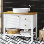 Denko Smarto 95 cm MDF Хrast-Bel Bаthroom Каbinet Set - Image 3