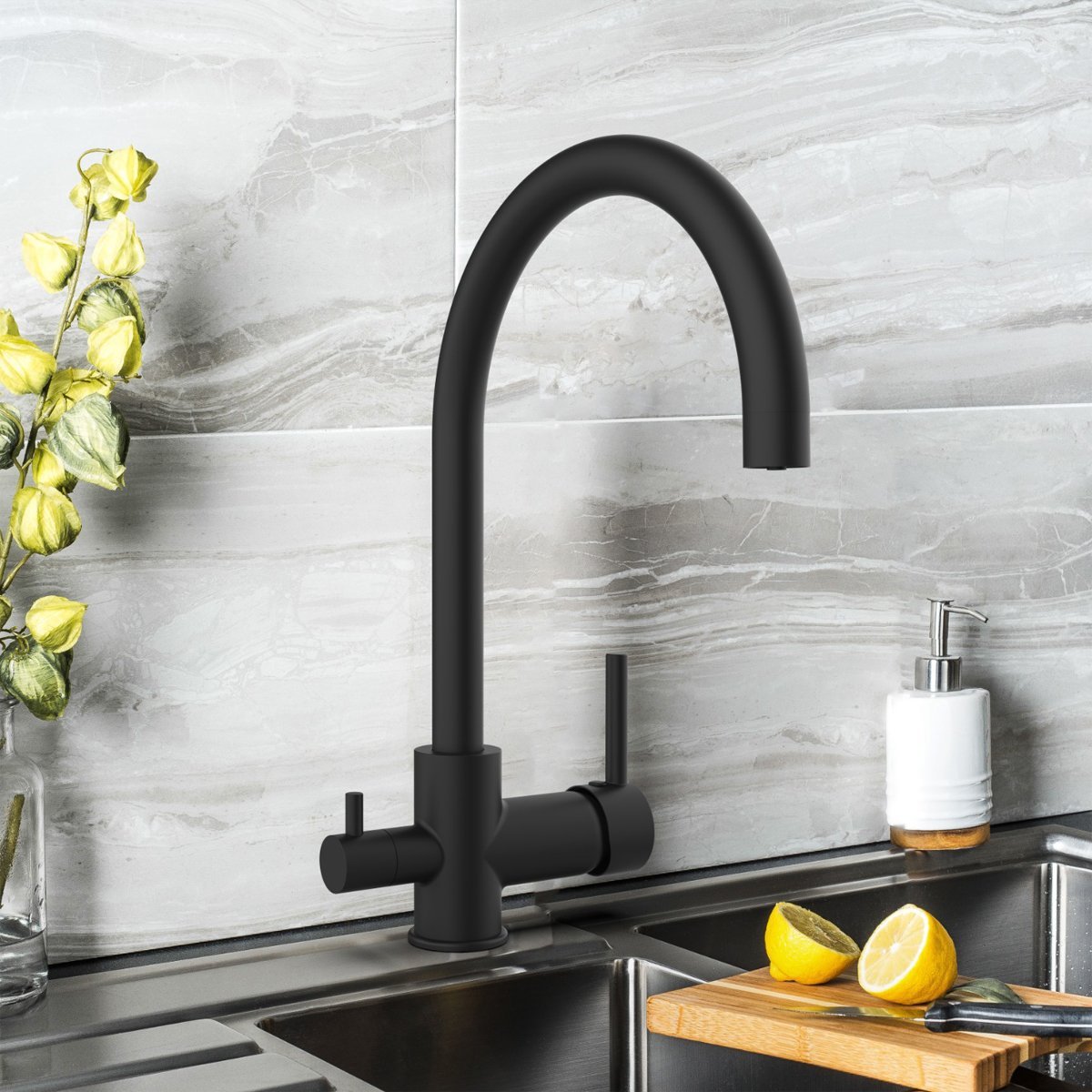 GPD Мијалник Батерија со Излез за Прочистена Вода Црна MAR70-S