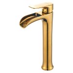 Високата кантар лавабо батерија водопад злато Gold KSL112-G