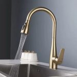 Fause Спирална Мијалник Батерија Pull Down 3 Функции Четкасто Злато KTE125-BG - Image 4