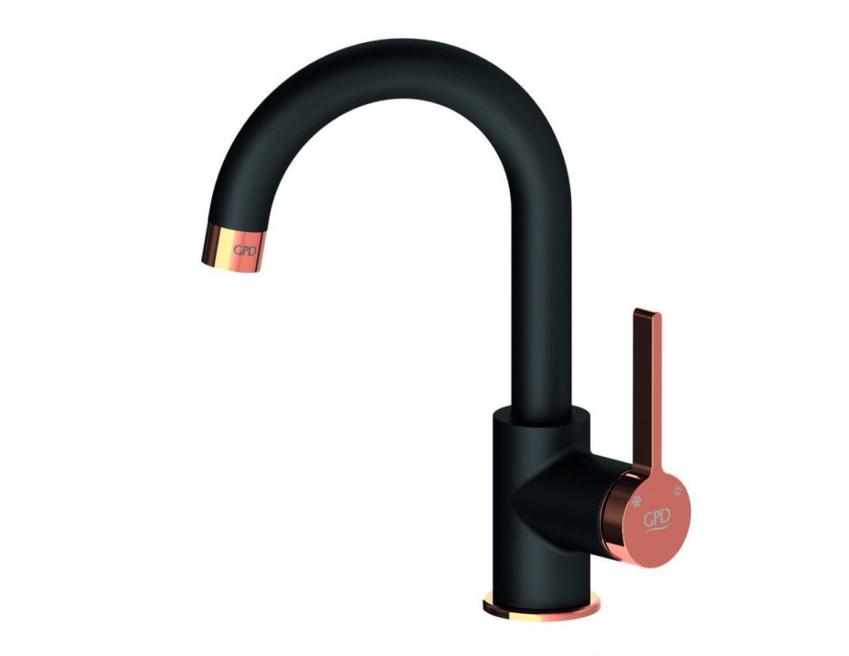 mtl165-s-r-gildo-tek-govde-lavabo-bataryasi-tsen817-siyah-rose-gold-pvd.jpg GPD Едноделна Мијалник Батерија Gildo Црна Роза MTL165-S-R - Image 1