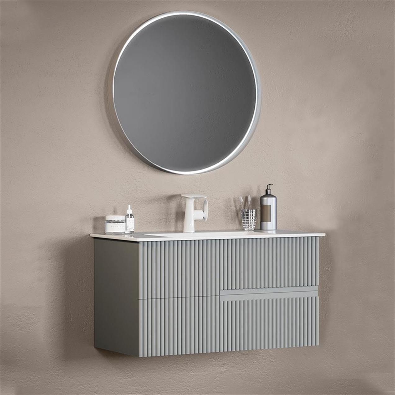 orka-moonlight-90-cm-mdf-mat-gri-banyo-2497bf.jpg Orka Moonlight 90 cm Мат Сива Бања Кабинет Сет - Image 1