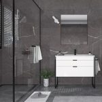 Orka Trio 100 цм МДФ фиоки во белиот бања долен кабинет со нозе