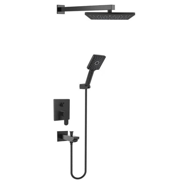 Валтемо Црна Квадратна Вградена Врвна Бања Душ Сет ВС-4620