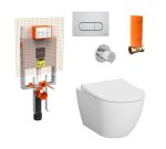 VitrA S60 Rim-ex SmoothFlush Бела вешалка без канали, комплетен сет за вграден резервоар 800-2027