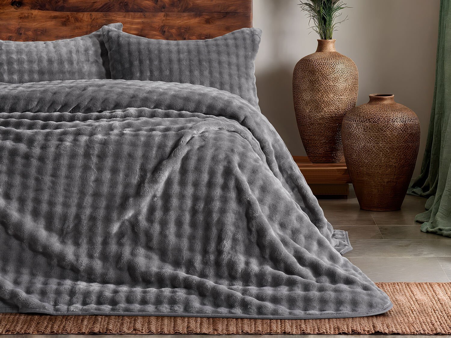 1760742021_01.jpg Bubble Jorgan Set za Dvokrevetni Krevet - Siva - Image 1