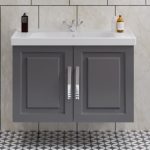 Denko Royal 90 cm MDF антрацит сиви бања кабинет сет - Image 3