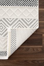 Hayad Monaco Крем Црн Тепих за Дневна Соба и Коридор Машински Тепих 200x400 - Image 5