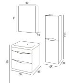 Denko İdea  60 цм МДФ бел бања кабинет сет и висок кабинет - Image 3