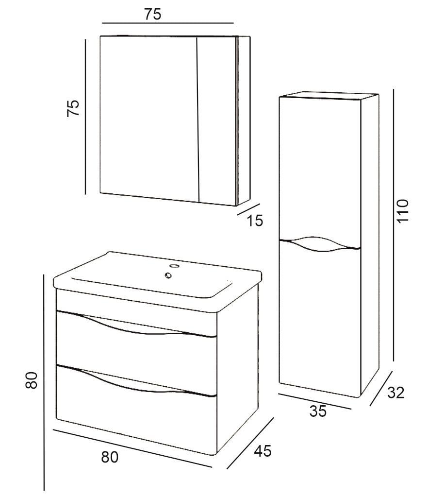 denko-idea-80-cm-mdf-beyaz-banyo-dolab-46c1-8 Denko İdea 80 cm MDF Бела Комплет Бањарски Плакари и Висок Плакар - Image 2