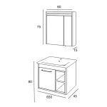 Denko Latte 65 цм МДФ бела бања гарнитура - Image 3