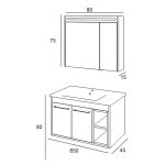 Denko Latte  85 цм МДФ Сонома Бања Комплетен Сет - Image 3