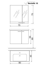 Denko Terra 80 cm MDF антрацит сив бања кабинет гарнитура - Image 2