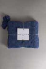 Еднокреветно Ќебе Miel Indigo со Помпони на Рабовите