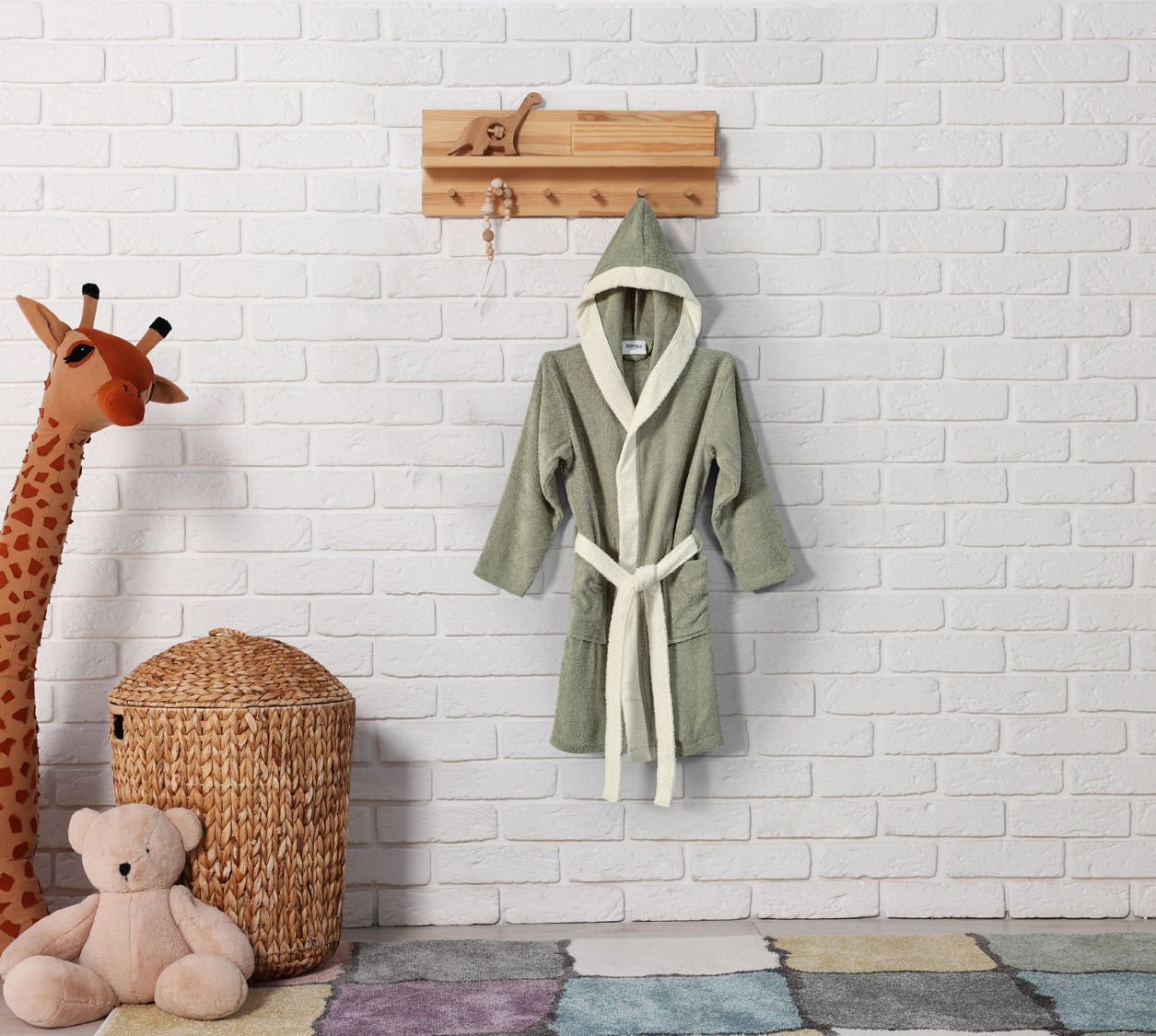 teenage-bornoz-yesil01.jpg Тинејџерски Бањарка - Зелена - Image 1