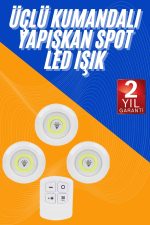 LED Ламба за Вградба во Ормар со Далечинско Управање 3 Парчиња