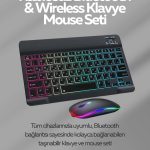 RGB светлосен безжичен комплет на тастатура и глувче компатибилен со сите уреди