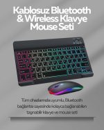 RGB светлосен безжичен комплет на тастатура и глувче компатибилен со сите уреди