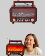 Портативен Bluetooth звучник со изглед на камин – Соларно полнење, светло на пламен, 7W звук - Image 5