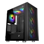1ST PLAYER AR7 ЦРЕН 650W 80+ ARGB 4X12CM ФАН ТЕМПЕРИРАНО СТАКЛО МЕШ USB 3.0 ATX КАСА