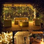 2x2 Перде LED Жолта Светлина Пластични Куки