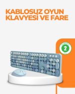 Безжичен Ретро Клавијатура и Миш Сет – 104 Клучеви Симпатичен Дизајн
