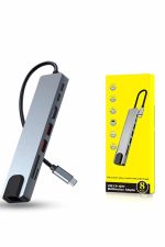 8 Портен Macbook Претворувач Type C Hub SD TF USB Мултипликатор Ethernet - Image 4