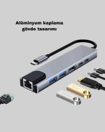Type-C Мулти Конвертор – Алуминиумска Куќиште, Брз Пренос на Податоци и Поддршка за Полнење - Image 2