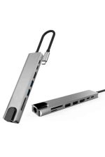 8 Портен Macbook Претворувач Type C Hub SD TF USB Мултипликатор Ethernet - Image 5