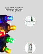 LED Светло за Завеси 2x2 Метри со Работен Пил – 8 Модови Декорација - Image 2