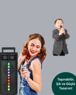 Bluetooth Светлосен Звучник – 2x5W Моќ | USB + TF Карта + FM Радио | Црна Боја - Image 3