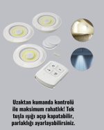 Комплет од 3 безжични LED рефлектори со далечинско управување - Image 3
