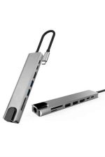 8 Портен Macbook Претворувач Type C Hub SD TF USB Мултипликатор Ethernet - Image 5
