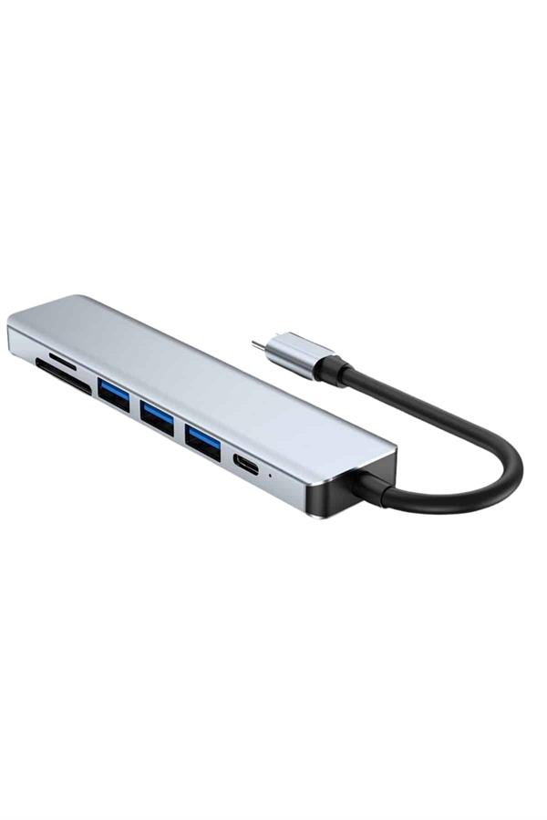 8-portlu-macbook-cevirici-type-c-hub-s-997d20.jpg 8 Портен Macbook Претворувач Type C Hub SD TF USB Мултипликатор Ethernet - Image 1