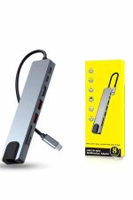 8 Портен Macbook Претворувач Type C Hub SD TF USB Мултипликатор Ethernet - Image 4
