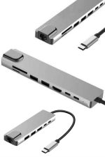 8 Портен Macbook Претворувач Type C Hub SD TF USB Мултипликатор Ethernet - Image 3
