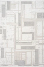Фарахан Беж Геометриски Тепих за Балкон, Тераса и Градина 140x200