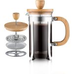 Дрвен Детален 600 мл Стаклен French Press