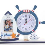 Дрвена морска часовник со рамка за слики Модел 2