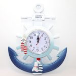 Дрвена морска часовник со кормило и котва Модел 1