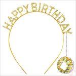 Златна златна боја кристална круна со сјаен Happy Birthday