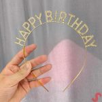 Златна златна боја кристална круна со сјаен Happy Birthday - Image 2