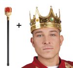 Златна кралска круна и сет со црвена стапка - Image 2