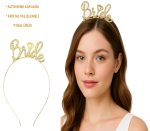 Златна круна за невеста со каменчиња “Bride”