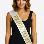 Бела сатенска појас со дебел златен Bride To Be