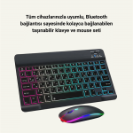 Bluetooth 5.3 Поддршка за Полнежна Портативна Клавијатура + Миш Комбинација