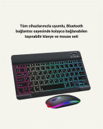 Bluetooth 5.3 Поддршка за Полнежна Портативна Клавијатура + Миш Комбинација